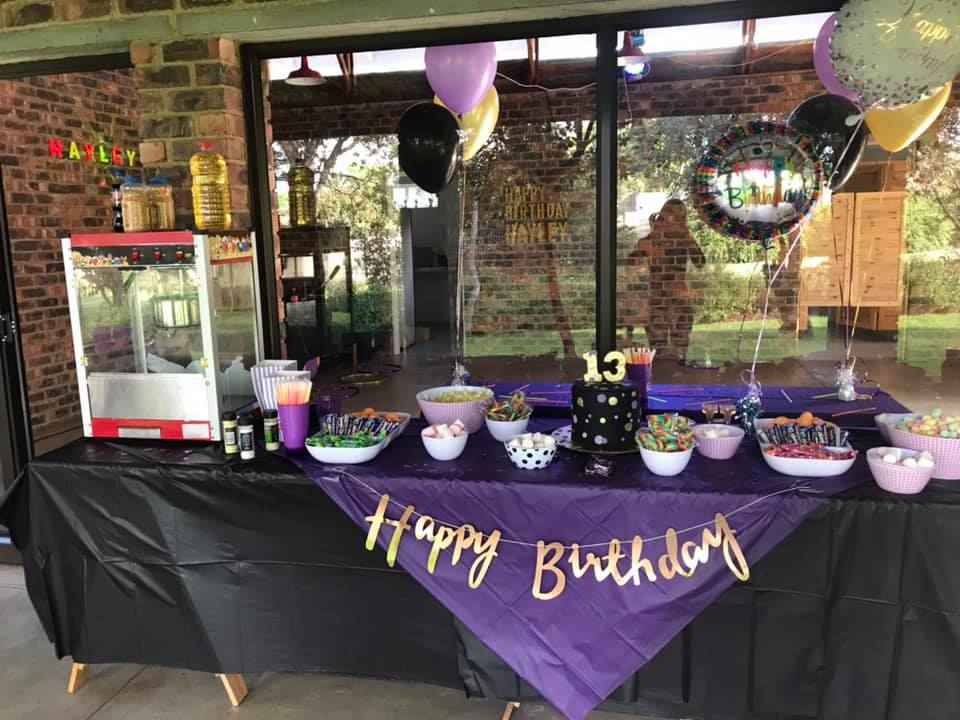 Food table for a kid's birthday party
