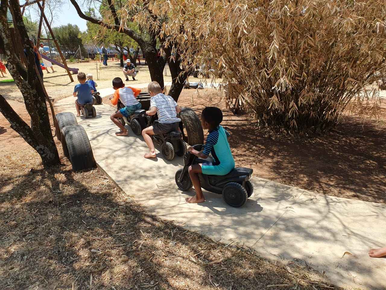 Kid's ride their toy motorbikes at The Barn on Boundary Party Venue Johannesburg Northriding.