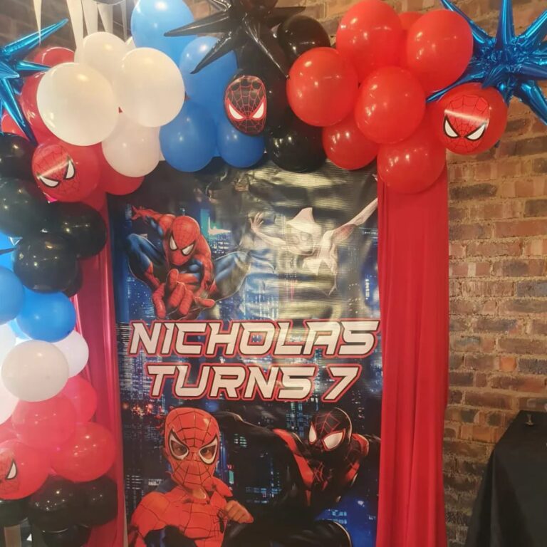 Spider-Man themed birthday party decorations at The Barn on Boundary Party Venue in Johannesburg, Northriding.